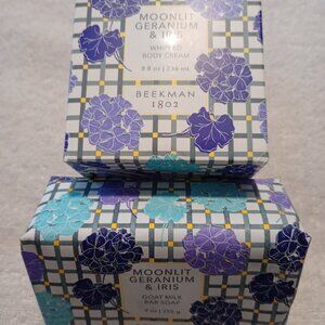 *BRAND-NEW/SEALED* Beekman 1802 MOONLIT GERANIUM & IRIS set!